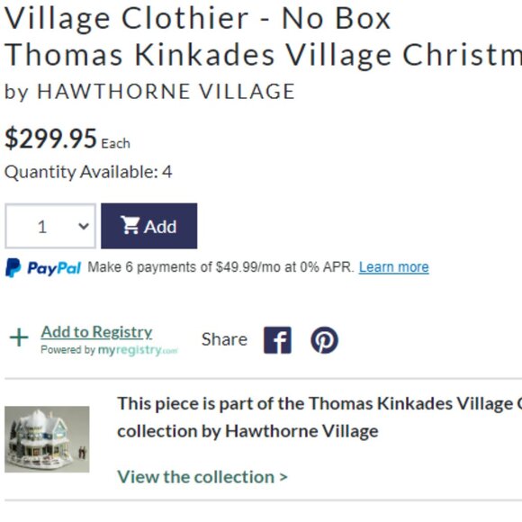 Hawthorn Village Thomas Kinkade Christmas Light Up Village Clothier - Picture 12 of 12